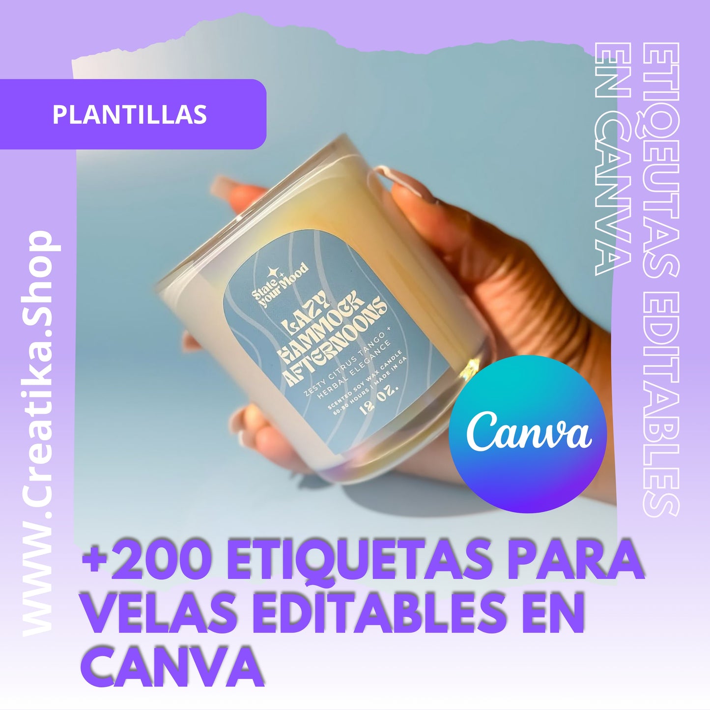 + 200 Etiquetas profesionales para tus velas Artesanales Editables en Canva